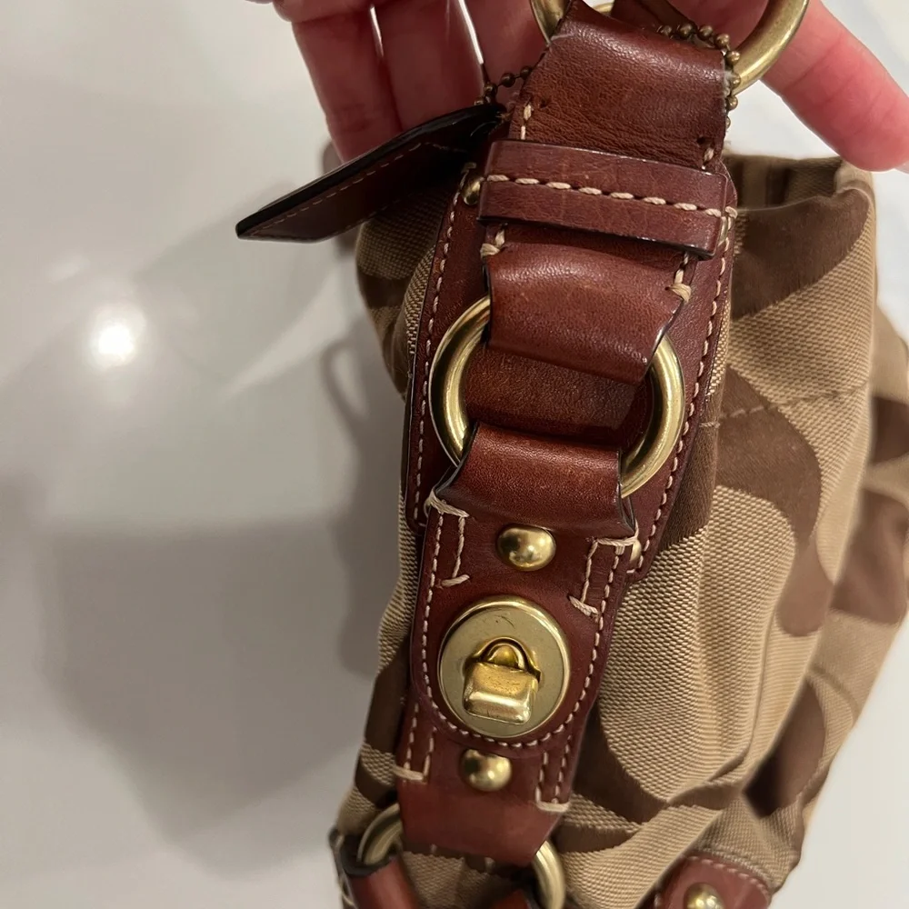 Coach Monogram W Brown Leather Accent Vintage - Picture 6 of 11